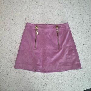 Express Purple Suede Mini Skirt with Gold Accents